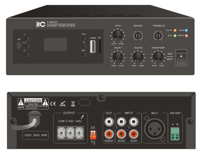 T-B40E Amply ITC phát nhạc MP3 từ USB, Bluetooth, SD công suất 40W