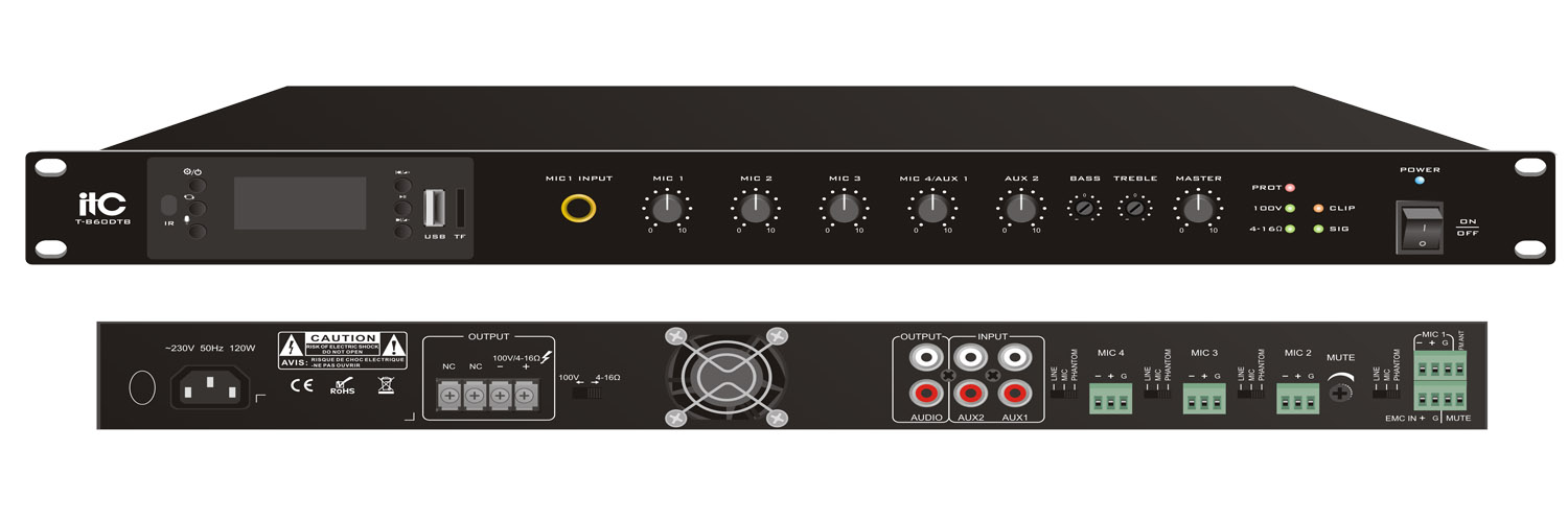 Mixer ITC liền Amply 60W với MP3, Tuner, Bluetooth: T-B60DTB