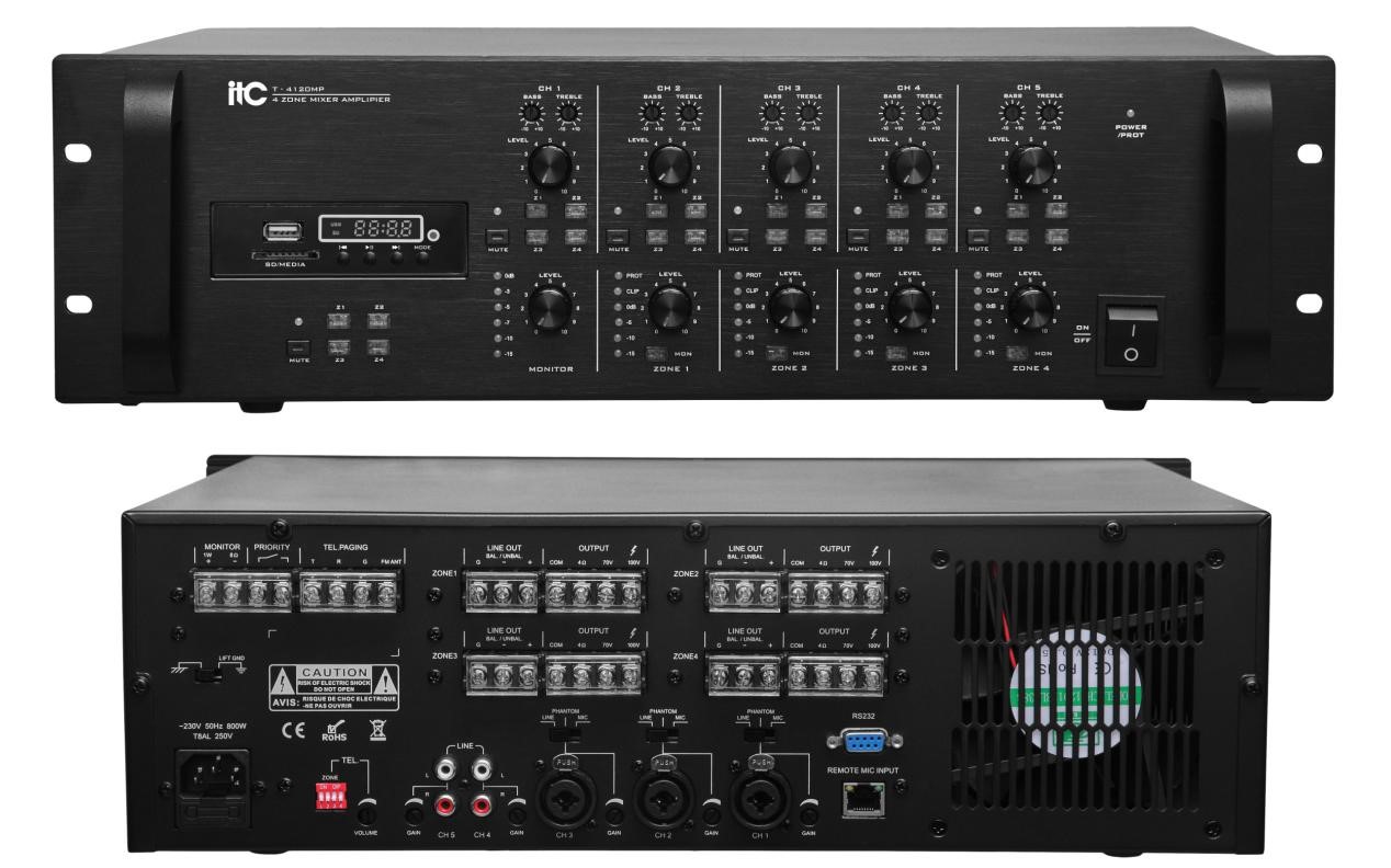 Bộ ma trận ITC T-4120MP 4 kênh với công suất 4x120W