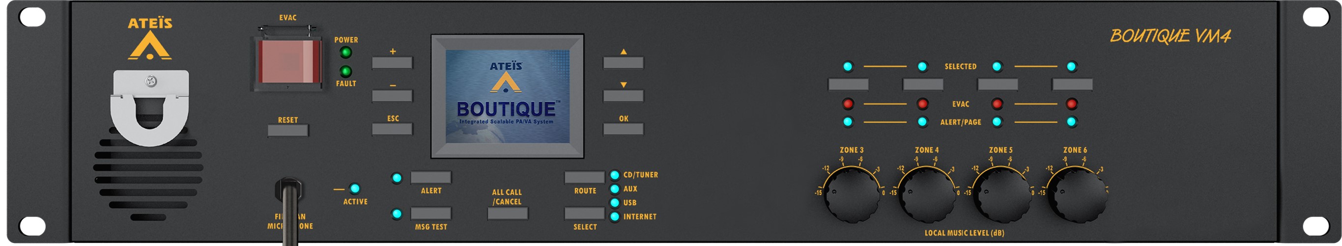 Bộ điều khiển ip 4 vùng âm tích hợp 500w - BTQ-VM450