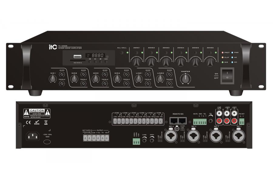 Bộ khuếch đại ITC kèm trộn 6 vùng công suất 500W: TI-5006S