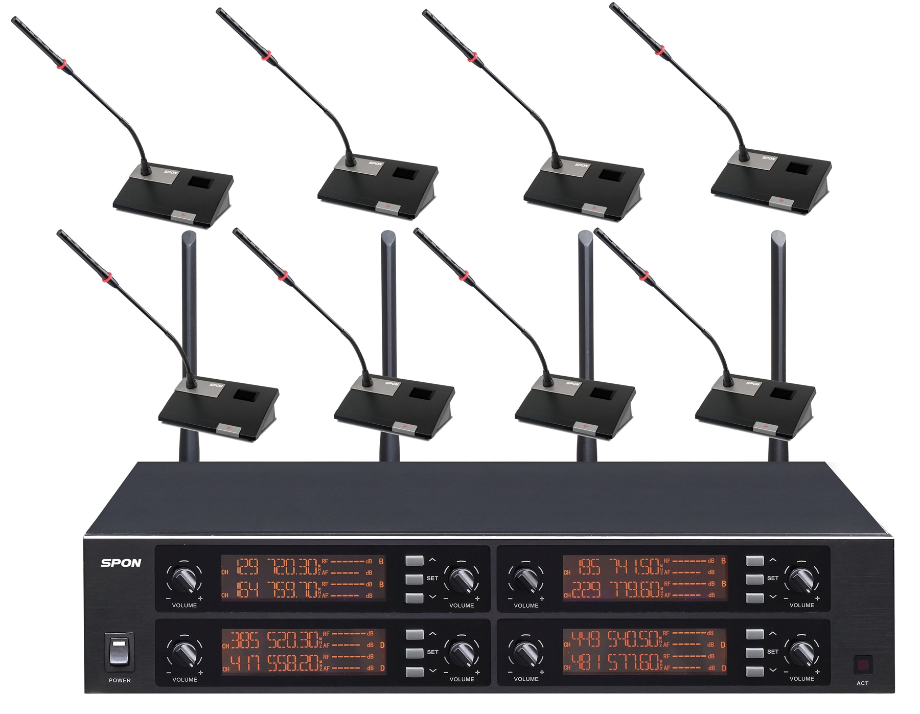 Bộ Micro không dây UHF 8 micro để bàn SPON LCS-2338Z-8