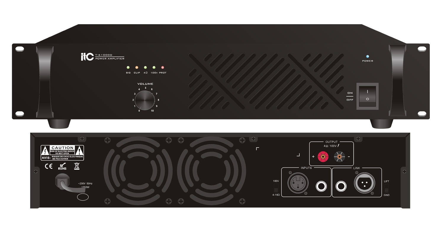 Bộ khuếch đại ITC kèm trộn kỹ thuật số công suất 1500W, Class-D: T-61500D