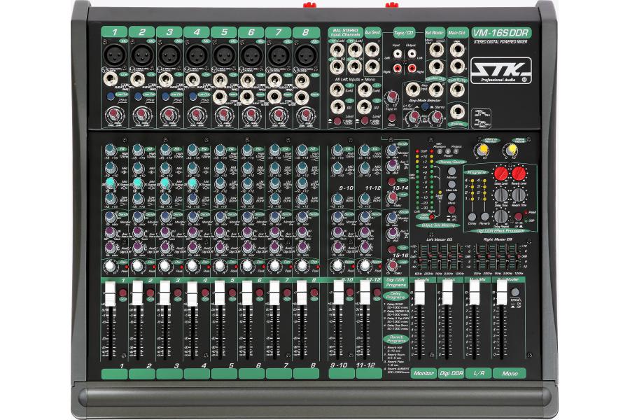 Mixer liền công suất Stereo 2x450W: STK VM-16SDDR