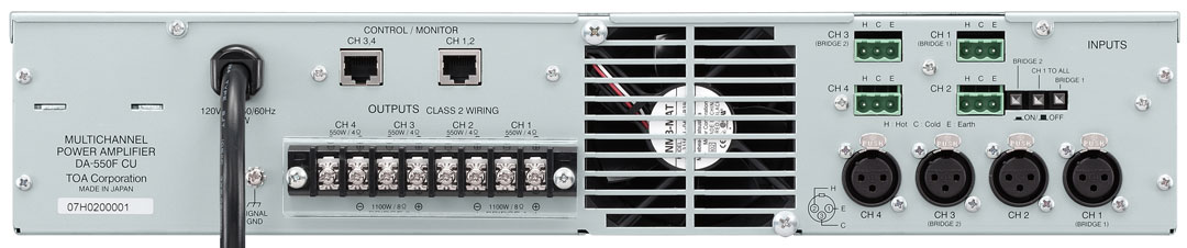 Tăng âm số TOA DA-550F dòng  4 kênh 4x500W trở kháng thấp