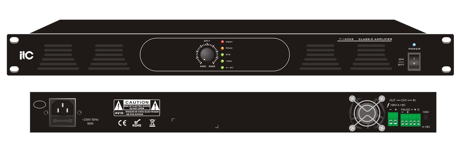 Bộ khuếch đại kỹ thuật số ITC công suất 500W, Class-D: T-1500DS
