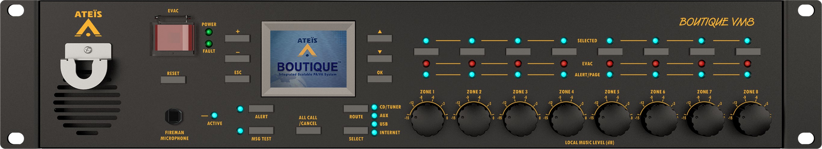 Bộ điều khiển ip 8 vùng âm tích hợp 500w - BTQ-VM850