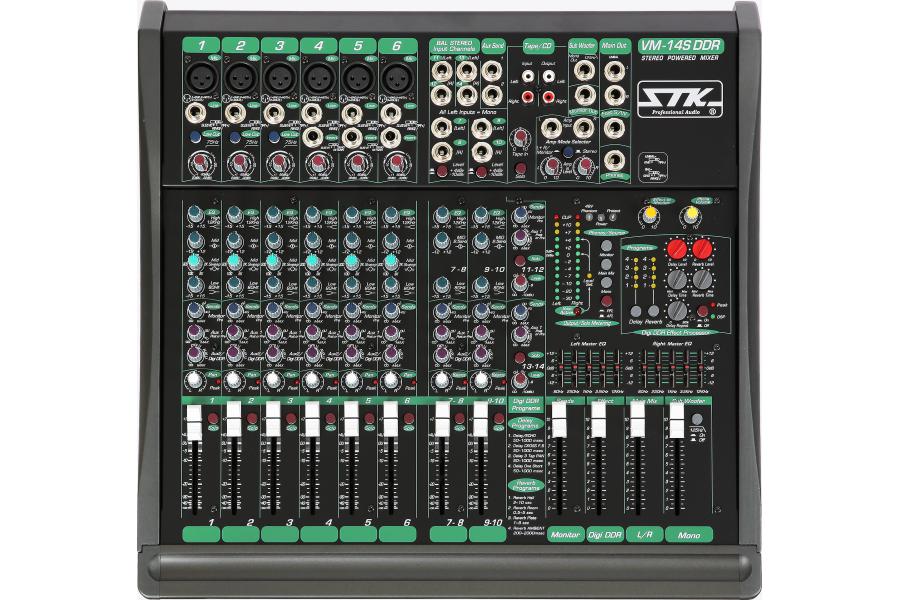 Mixer liền công suất Stereo 2x450W: STK VM-14SDDR