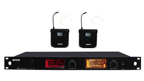 Bộ Micro không dây UHF 2 micro choàng đầu SPON LCS-2330T
